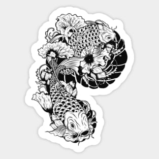 Koi with lotus Sticker
